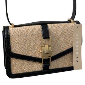 Studio 12 Natural Woven Mini Crossbody Shoulder Strap Women's Handbag Purse NWT